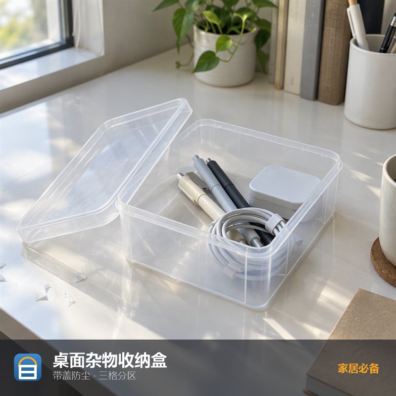桌面杂物收纳盒（带盖）