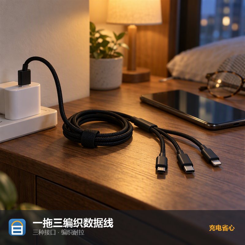 一拖三快充编织数据线